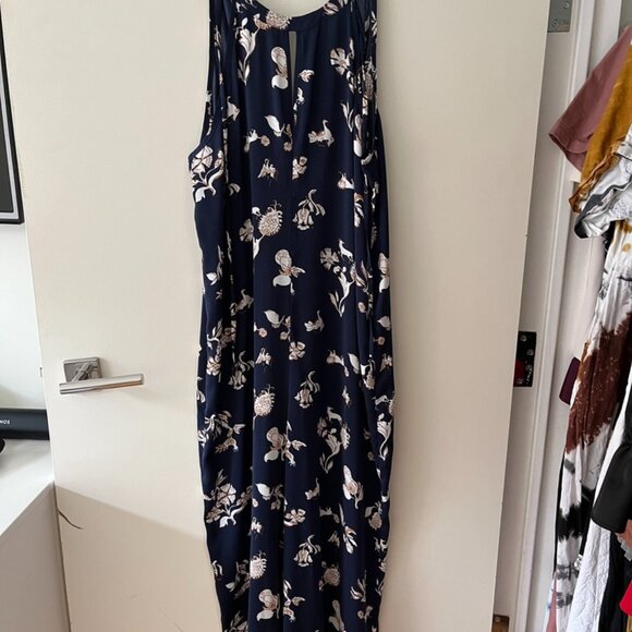 Floral Navy Keyhole Wide-Leg Jumpsuit (Madewell) - Picture 3 of 7